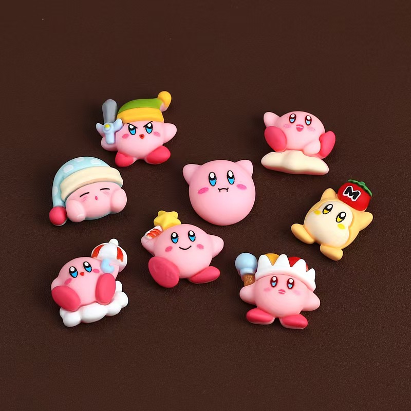 Model Kit Kirby - ชุดอุปกรณ์ตกแต่งเรซิ่น DIY ลายการ์ตูนอนิเมะน่ารัก 8 ชิ้น/ชุด รูปมินิสตาร์