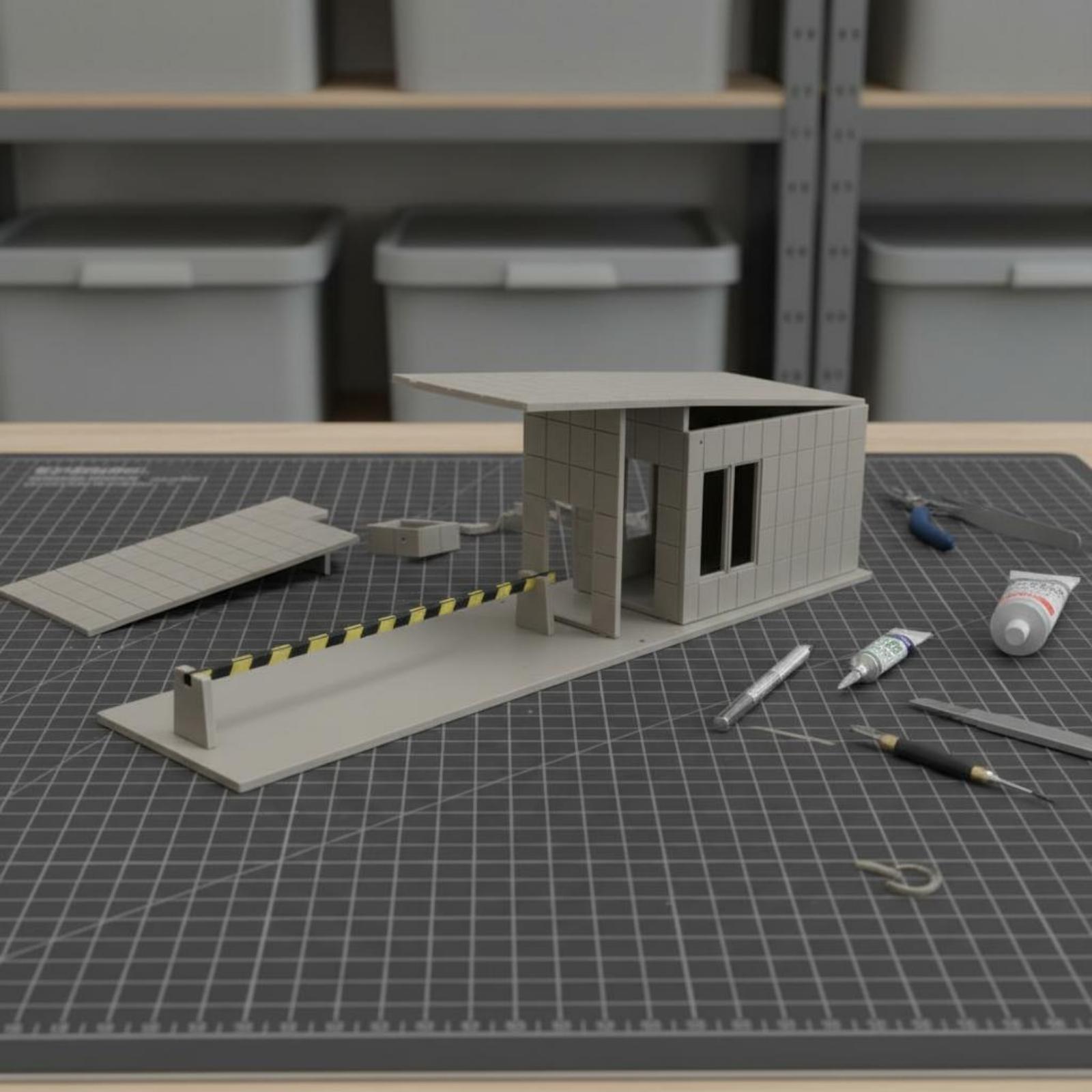 Model Kit House - บูธรักษาความปลอดภัย รุ่นไม่ต้องใช้กาว ชุดบ้านสำเร็จรูปแบบยังไม่ประกอบ สามารถทาสีได้