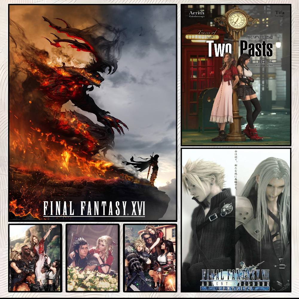 Model Kit Final Fantasy - ฟิกเกอร์อนิเมะ สเก็ตช์วิดีโอเกม FINAL FANTASY โปสเตอร์อาร์ตพร้อมภาพพิมพ์ ของตกแต่งบ้าน