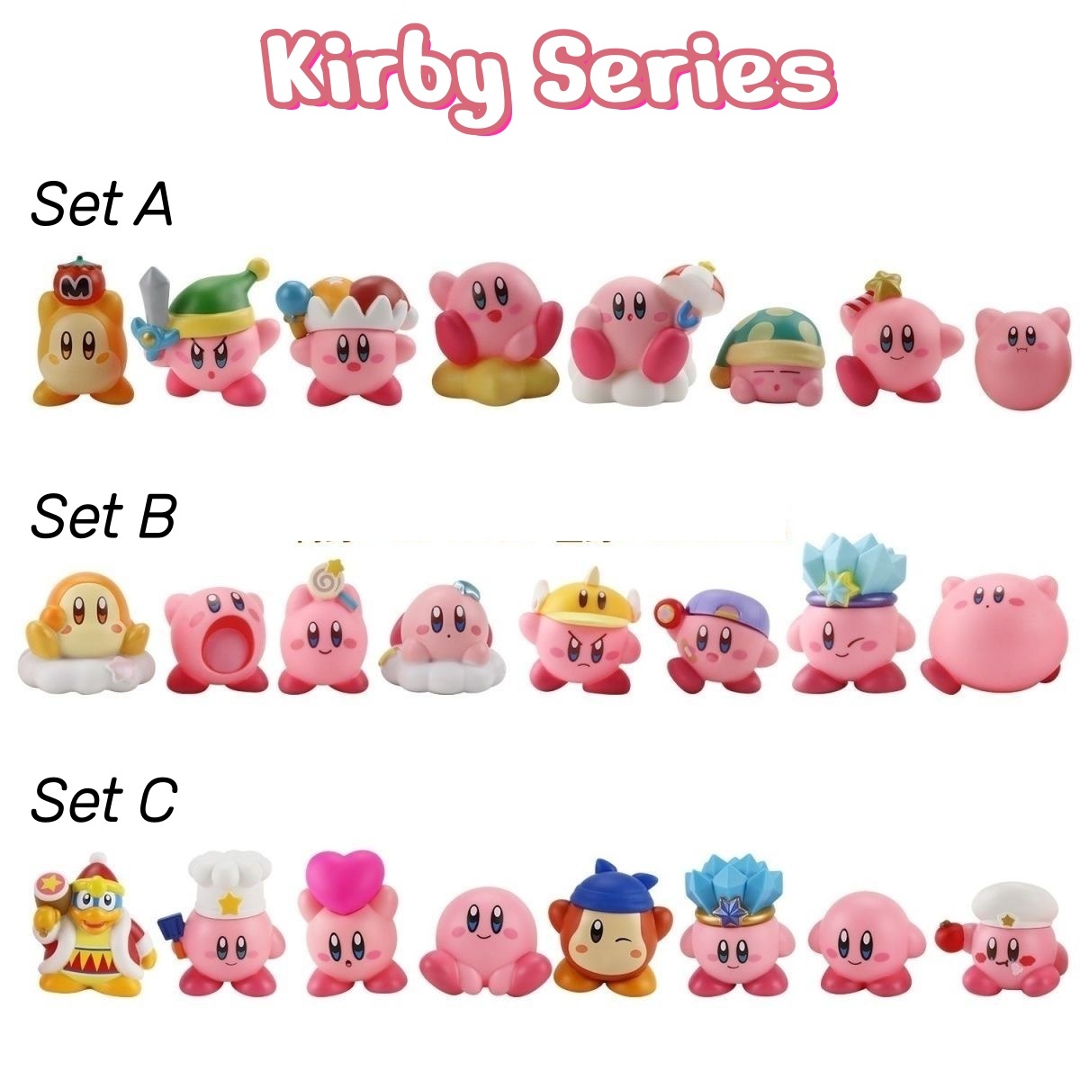 Model Kit Kirby - ฟิกเกอร์คิร์บี้เฟรนด์ซีรีส์แบบกล่องสุ่ม ตุ๊กตาการ์ตูนน่ารัก ของตกแต่งโต๊ะทำงาน รถยนต์ ของตกแต่งเค้ก ของเล่นสุดฮิต