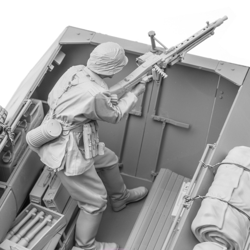 Model Kit Reshiram - 1/16 รูปเรซิ่นประกอบชุดโมเดลทางประวัติศาสตร์ทหารจิ๋ว MG42 นักยิงปืนด้านหลังไดโอรามาของเล่นยังไม่ได้ประกอบและไม่ได้ทาสี 0104