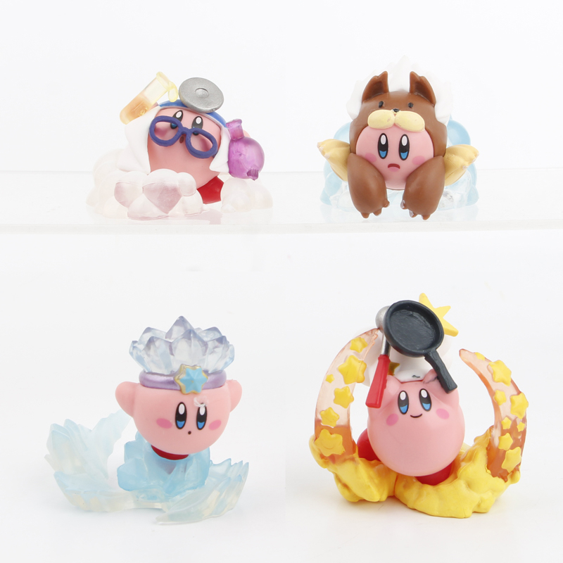 Model Kit Kirby - 4 ชิ้น/ชุด ของตกแต่งเค้ก ตุ๊กตาไวนิล ของเล่นรูปตัวการ์ตูน