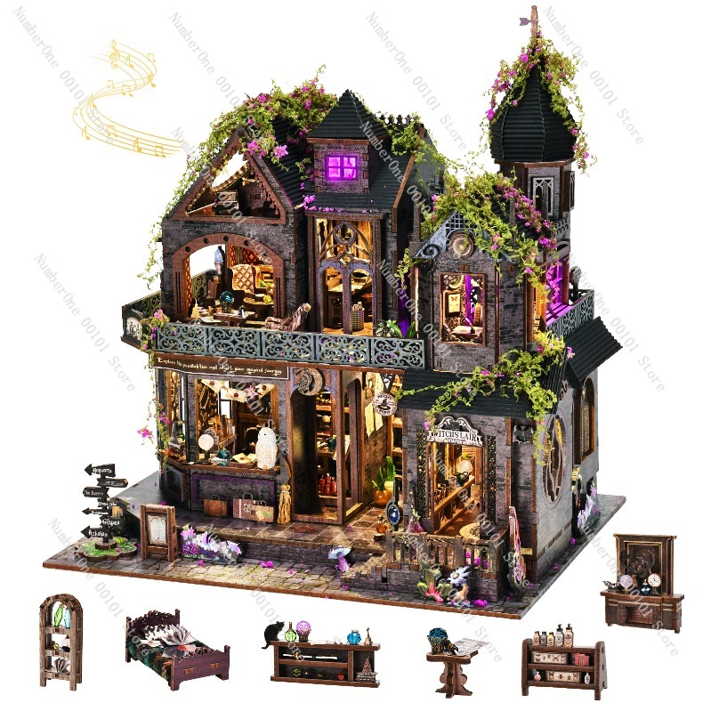 Model Kit House - บล็อกไม้สร้างบ้านจิ๋ว ชุดโมเดล DIY ตัวต่อ 3 มิติ