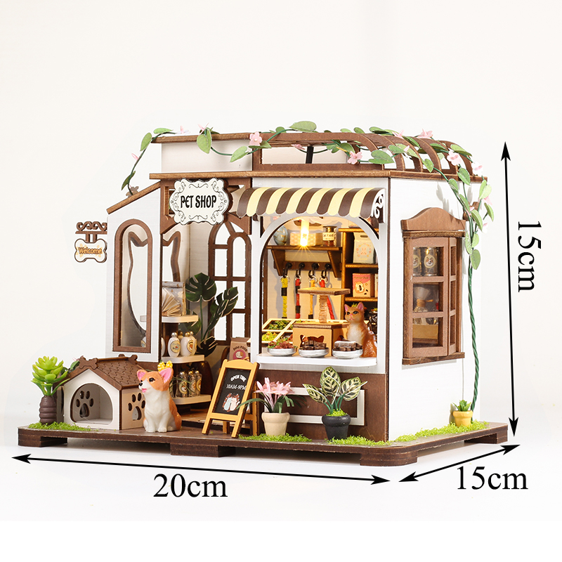 DIY ไม้ Pet Shop Cottage บ้านต - Model Kit House บทวิจารณ์และราคา